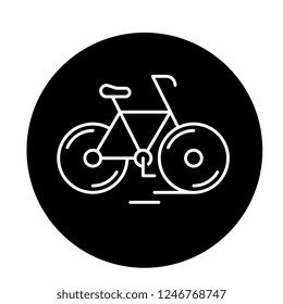 Cute bicycle black icon, vector sign on isolated background. Cute bicycle concept symbol, illustration 