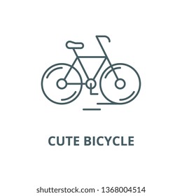 Cute bicycle line icon, vector. Cute bicycle outline sign, concept symbol, flat illustration