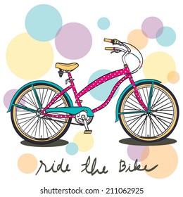 Cute Bicycle On Colorful Background Stock Vector (Royalty Free