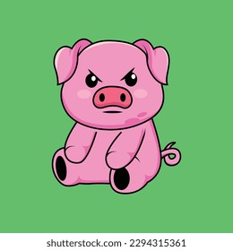 Cute BIg angey Cartoon Sticker vector Illustration