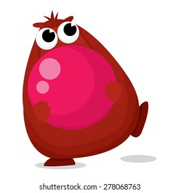 A cute big bear carrying a red ball cartoon vector illustration.