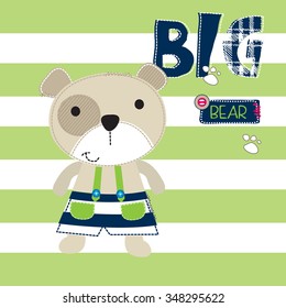 cute big bear on striped background vector illustration