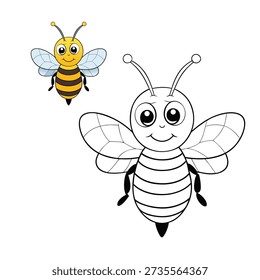 A cute, big bee with fluffy stripes and tiny wings buzzes happily among flowers, smiling as it spreads pollen and brings a sweet, cheerful spring vibe. 
