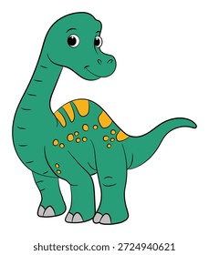 Dinossauro braquiossauro grande bonito em um fundo branco