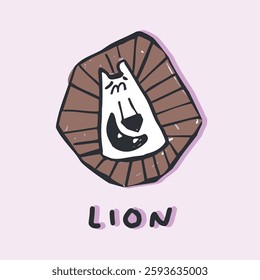 Cute big cats animals leopard lion tiger Leon heads and face graphic tee design for kids market as vector