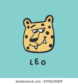 Cute big cats animals leopard lion tiger Leon heads and face graphic tee design for kids market as vector