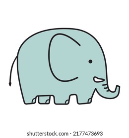 cute big elephant doodle cartoon icon