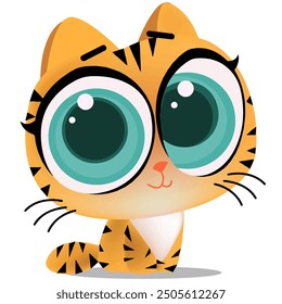 cute big eyed baby tiger animal vector character