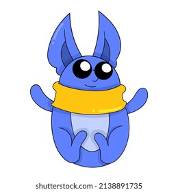 cute big eyed chubby doll, vector illustration art. doodle icon image kawaii.