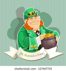 Cute big fat Leprechauns guard the pot of gold - Poster