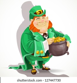 Cute big fat men Leprechauns guard the pot of gold