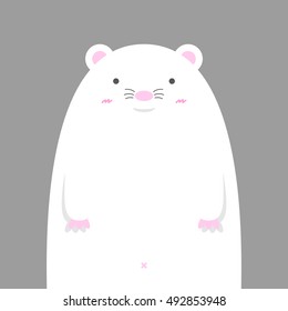 cute big fat white mouse on gray background