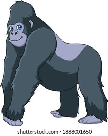 
cute big gorilla standing isolated on white background