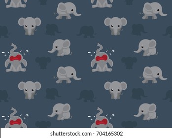Cute Big Head Elephant Cartoon Seamless Wallpaper