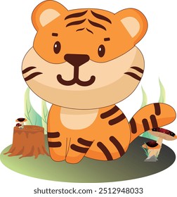 Linda cabeza grande tigre simple Ilustración vectorial