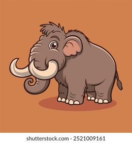 Ilustración de dibujos animados de gran mamut lindo.