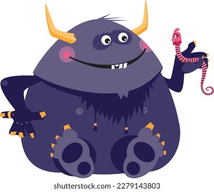 Cute big monster with his little friend vector illustration