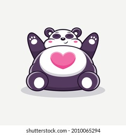 Cute big panda with love cartoon. Animal Vector