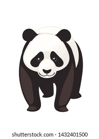 Cute big panda stand on floor cartoon animal design flat vector illustration