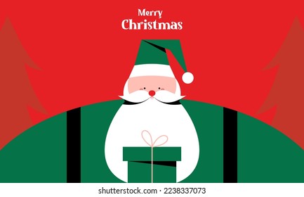 Cute Big Santa Claus Character. Merry Christmas and Happy New Year Greeting Card