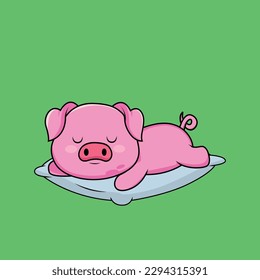 Cute BIg sleeping on the pillow Cartoon Sticker vector Illustration