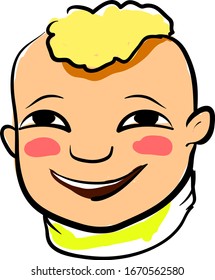 Cute big smile, illustration, vector on white background.