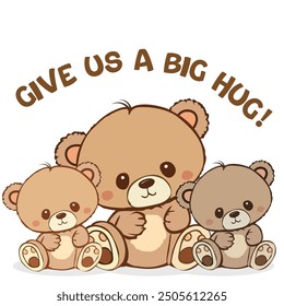 cute big teddy bear hug day valentine love vector