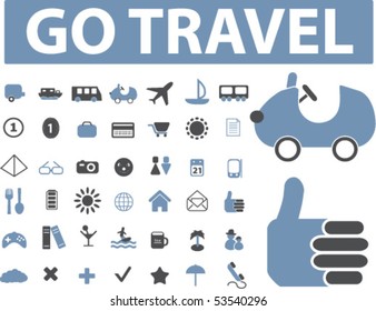 cute big travel signs set. vector