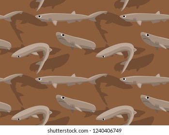 Cute Bigeye Sixgill Shark Cartoon Background Seamless Wallpaper