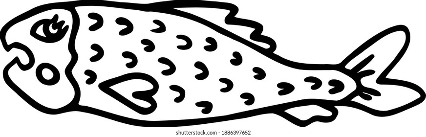 Cute big-eyed chum salmon. Vector illustration for children in cartoon style.