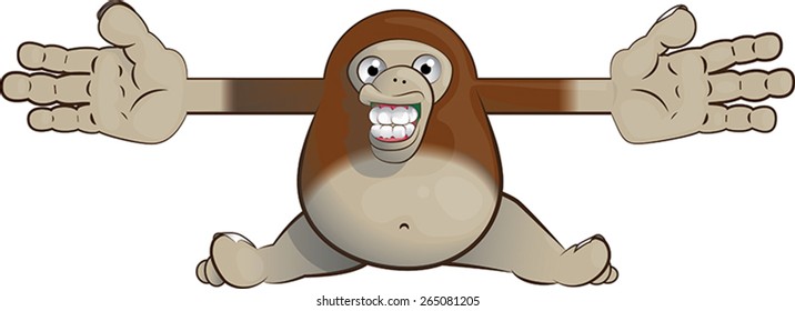 Cute Bigfoot creature giving a big hug