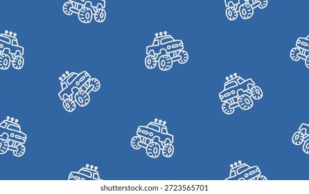 Design de vetor de fundo de padrão de caminhão monstro bigfoot bonito