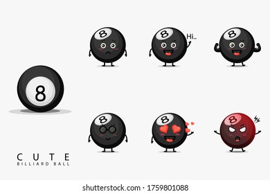 cute billiard ball mascot set