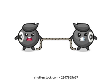 cute billiard character is playing tug of war game , cute design