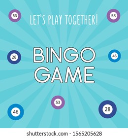 Cute bingo banner template with light blue background and balls. Vector square poster, flyer, card for lottery promotion