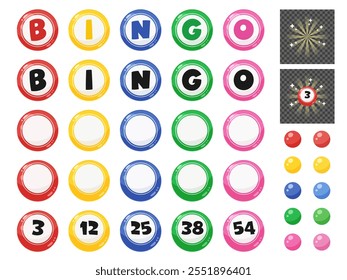 Cute bingo game ball illustration material set