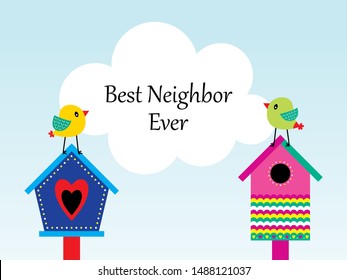 cute bird best neighbor ever vector