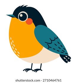 Un pájaro lindo con ojos grandes. Ilustración vectorial en un estilo simple para niños sobre un fondo blanco. 