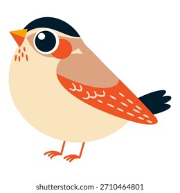 Un pájaro lindo con ojos grandes. Ilustración vectorial en un estilo simple para niños sobre un fondo blanco. 