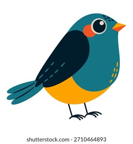 Un pájaro lindo con ojos grandes. Ilustración vectorial en un estilo simple para niños sobre un fondo blanco. 