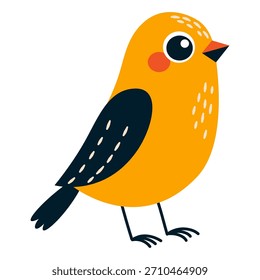 Un pájaro lindo con ojos grandes. Ilustración vectorial en un estilo simple para niños sobre un fondo blanco. 
