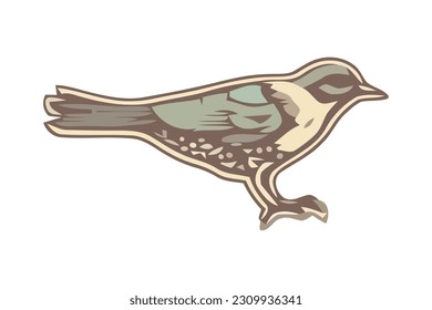 Cute bird with blue feather tail isolated