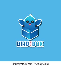 cute bird in the box, vector illustration 