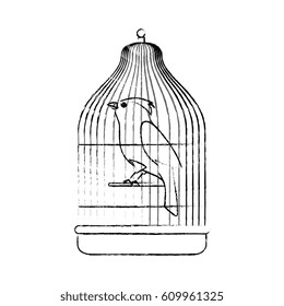 cute bird in cage mascot