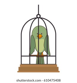 cute bird in cage mascot