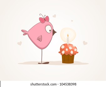Cute  bird of the cake