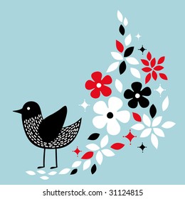 cute bird card design