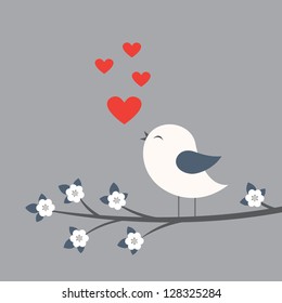 Cute Bird. Card For Valentine Day