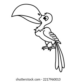 Cute bird cartoon characters vector illustration. For kids coloring book.