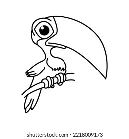Cute bird cartoon characters vector illustration. For kids coloring book.